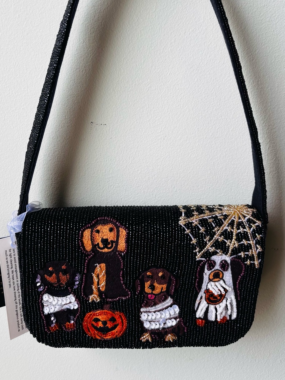 Halloween Dogs! Viral New Release Black Beaded Shoulder Bag